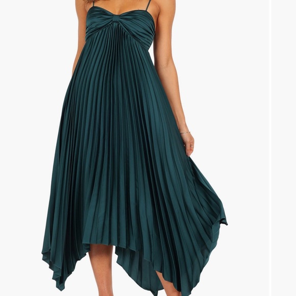 Petal & Pup Dresses & Skirts - Pleated Spaghetti Strap Midi Dress in Teal